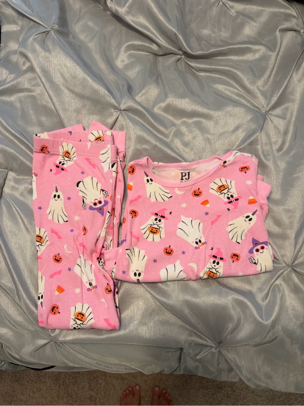 Pink Halloween Ghost Girls Pajama Set